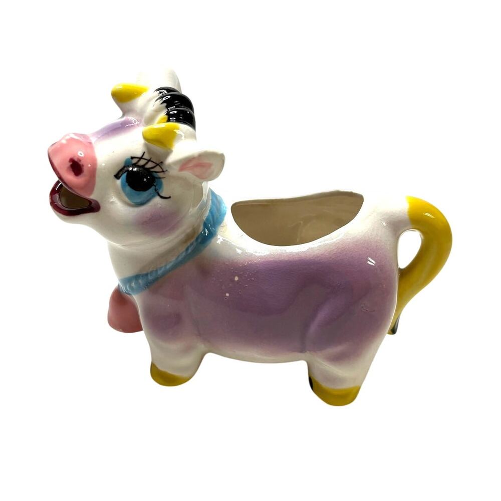 Kitschy Cow Creamer Ceramic Big Eye Vintage Japan Kitsch Pitcher AS IS
